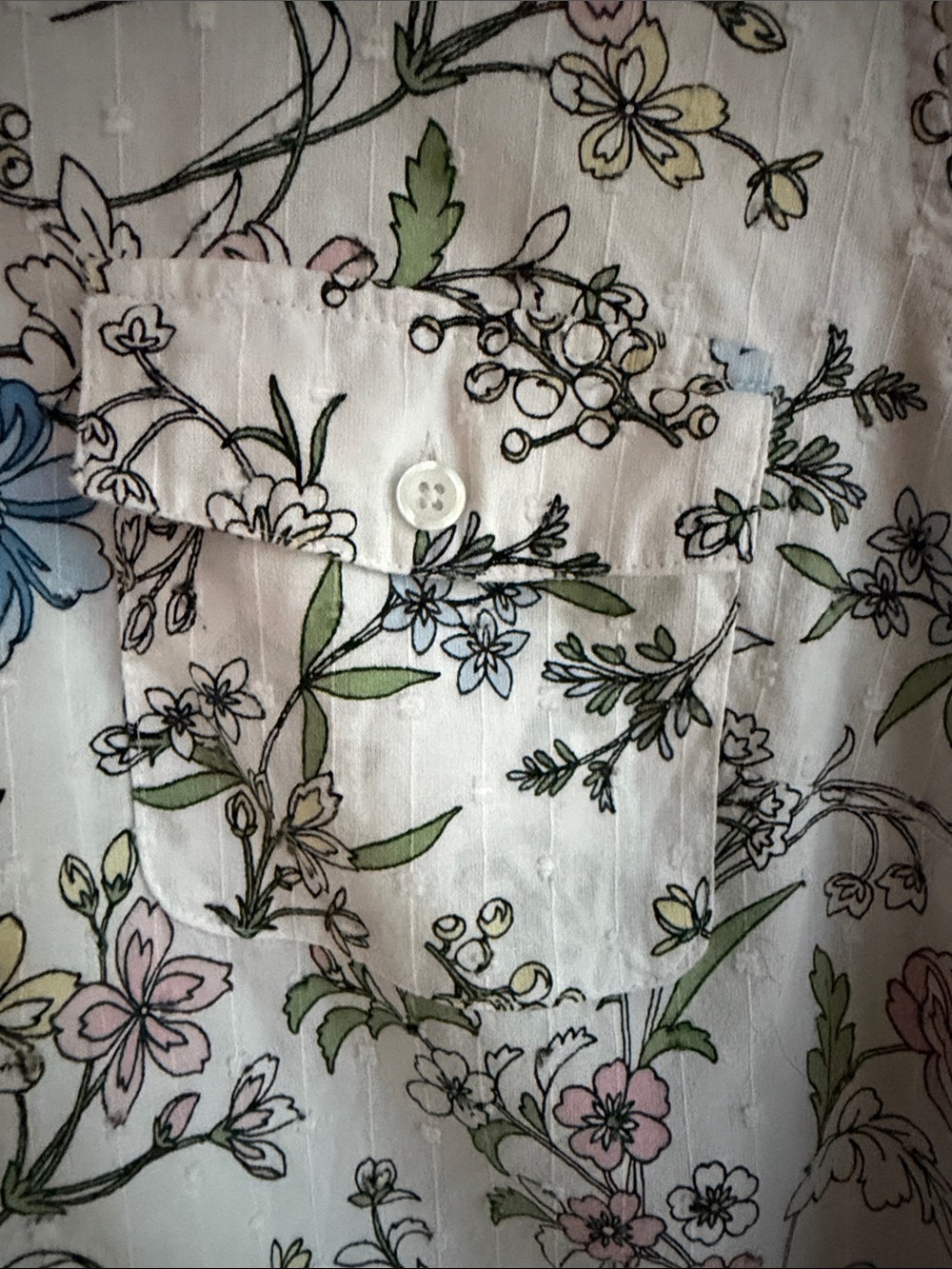 croft & barrow White Floral Button-Up Shirt with Blue and Pink Flowers - Picture 4 of 5